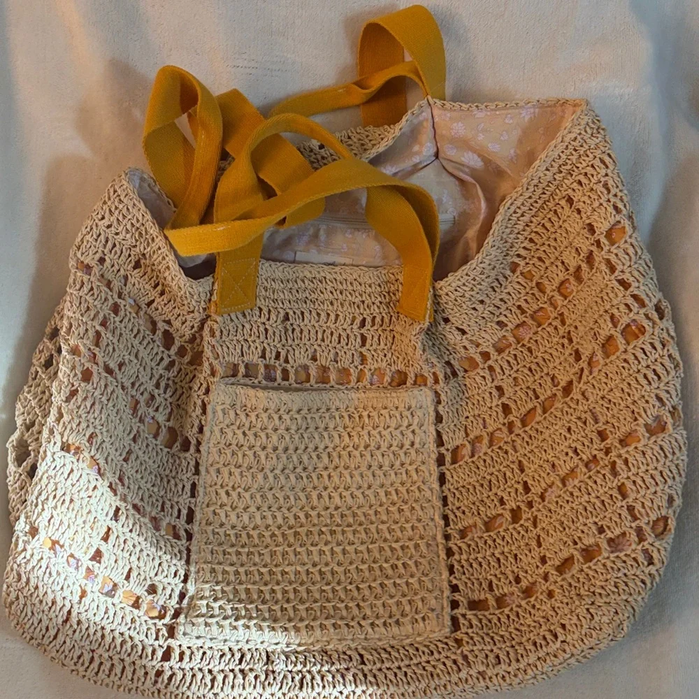 3 for 25!‎ Universal Thread Tote Bag with Yellow Handles - Picture 5 of 6